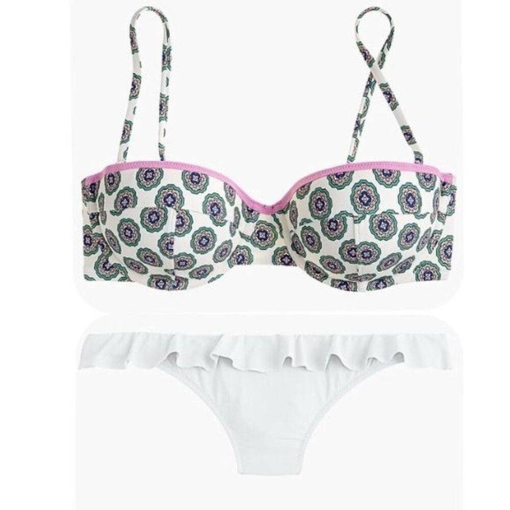 J. Crew Underwire Ruffle Hipster Bikini Size 32B/XS NWT